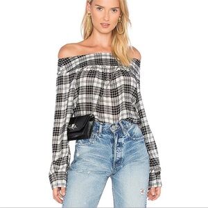 MARISSA WEBB REVOLVE PLAID BLACK WHITE AMALIE TOP S